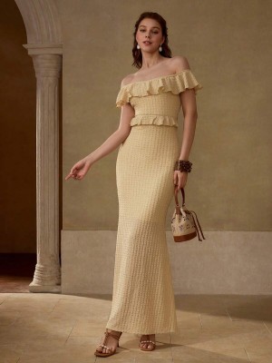 Beżowa sukienka hiszpanka (L)