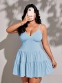 Jasnoniebieska sukienka mini (0XL)