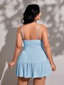 Jasnoniebieska sukienka mini (0XL)