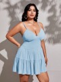Jasnoniebieska sukienka mini (0XL)
