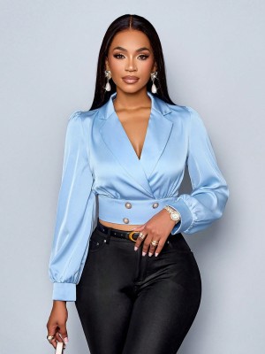 Niebieski satynowy top (XL)