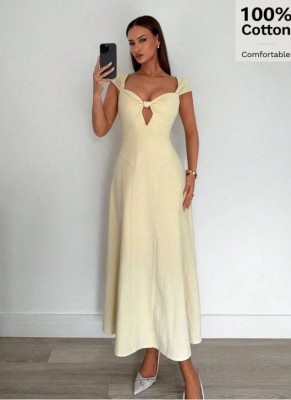 Beżowa sukienka midi zamek (M)