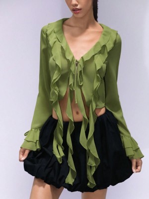 Zielony wiązany top (S)