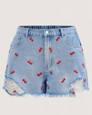 Jeansowe spodenki dziury hafty (7XL)