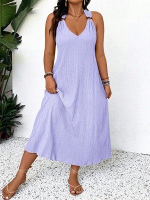 Jasnofioletowa sukienka midi (2XL)