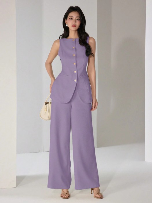 Jasnofioletowy zestaw dwuczęściowy (L)