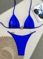 Kobaltowy wiązany komplet bikini (S)