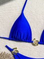 Kobaltowy wiązany komplet bikini (S)