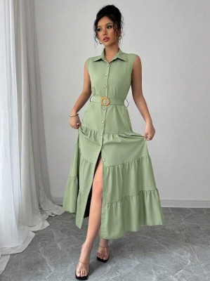 Koszulowa sukienka bez rękawów pasek (M)