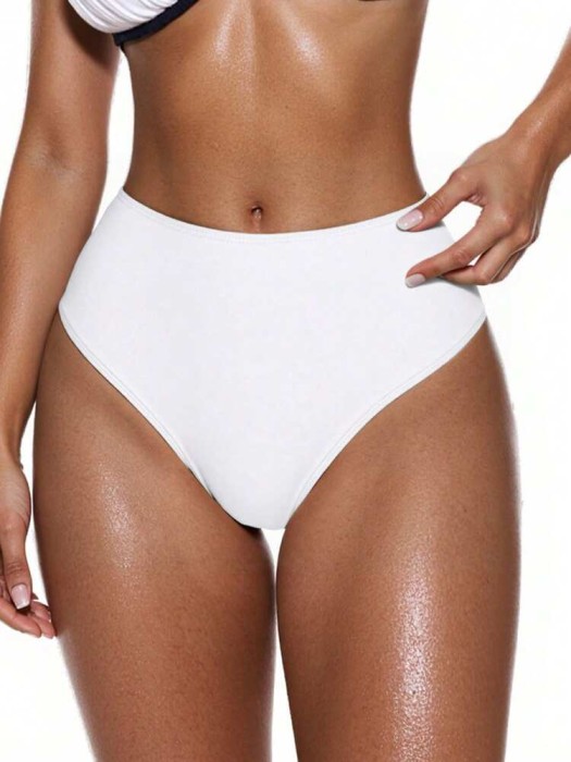 Biały dół bikini marszczenie (XL)