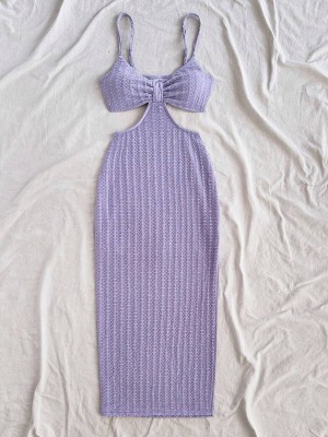 Fioletowa sukienka cut out (XS)