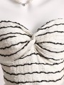 Ecru komplet szorty top paski (XL)