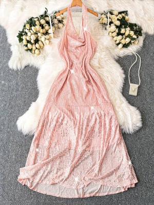 Cekinowa sukienka odkryte plecy (2XL)