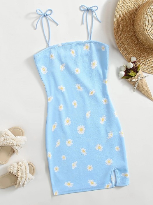 Jasnoniebieska sukienka kwiaty (9L)