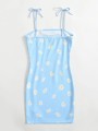 Jasnoniebieska sukienka kwiaty (9L)