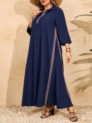 Granatowa sukienka rękawy 3/4 (3XL)