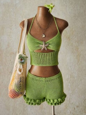 Zielony komplet szorty top (S)