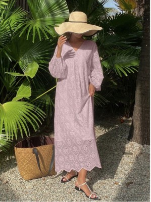 Różowa sukienka hafty (S)