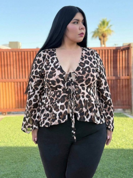 Wiązana bluzka wzór zwierzęcy (2XL)