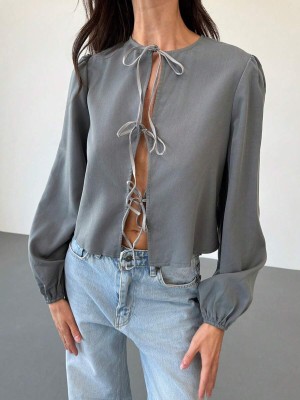 Szara wiązana bluzka (M)