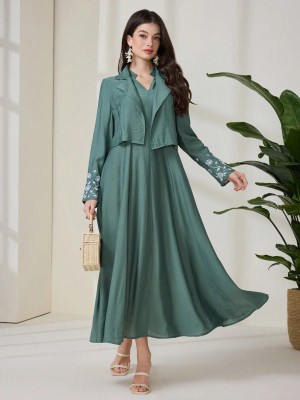 Zielony komplet sukienka narzutka (M)