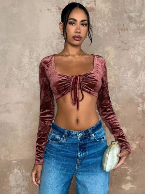 Welurowy top wzór (XS)