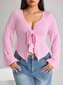 Różowy top wiązanie (0XL)