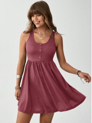 Bordowa sukienka mini marszczenia (M)