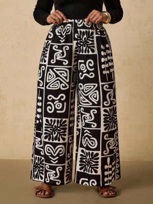 Wzorzyste czarno białe spodnie (2XL)