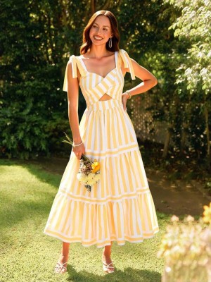 Dwukolorowa sukienka paski (XS)