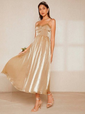 Beżowa sukienka midi (S)