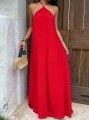 Czerwona teksturowana sukienka maxi (XS)