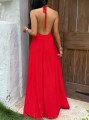 Czerwona teksturowana sukienka maxi (XS)