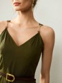 Khaki sukienka midi zamek (M)