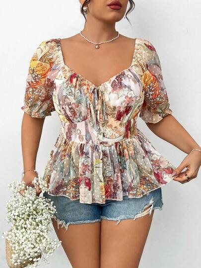 Kolorowa bluzka wzór (1XL)