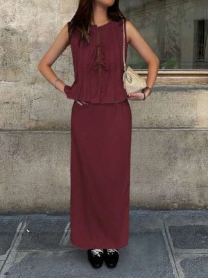 Bordowy dwuczęściowy zestaw (XL)