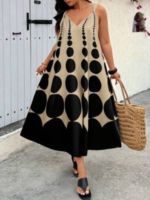 Ciemnobeżowa sukienka wzór (0XL)