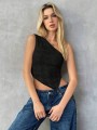 Czarny asymetryczny top (XS)