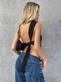 Czarny asymetryczny top (XS)