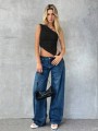 Czarny asymetryczny top (XS)