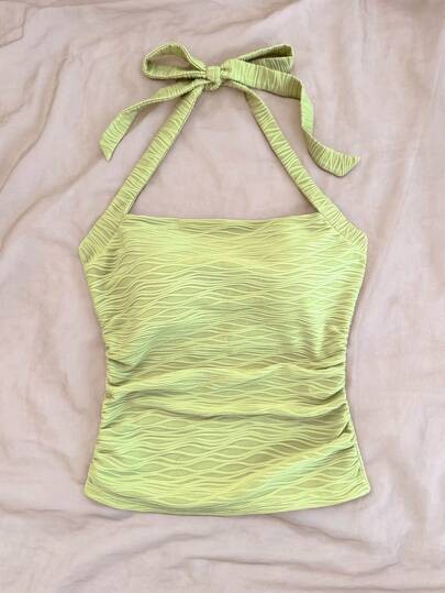 Seledynowy teksturowany top (M)