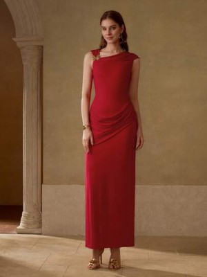 Czerwona sukienka maxi (M)