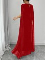 Czerwona sukienka maxi peleryna (M)