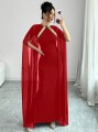 Czerwona sukienka maxi peleryna (M)