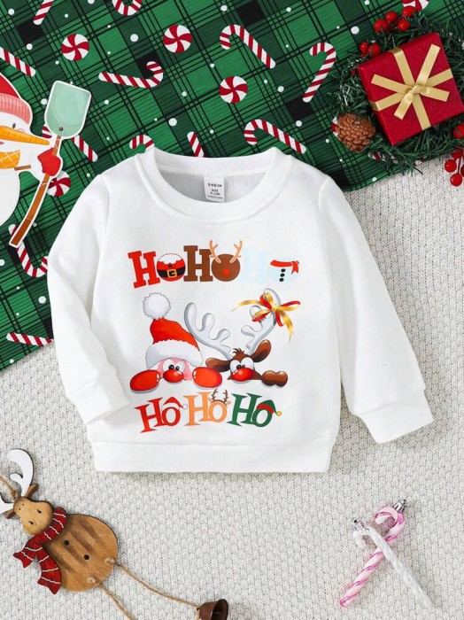 Biała bluza nadruk świąteczny (9-12M)