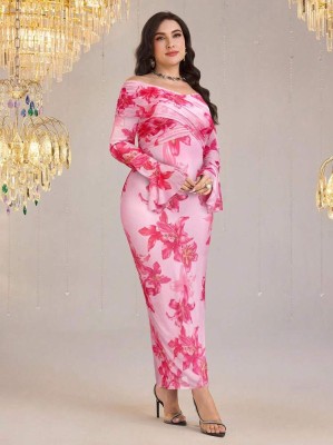 Różowa sukienka kwiaty (2XL)