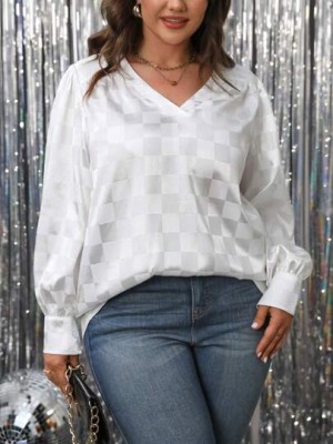 Satynowa bluzka szachownica (1XL)