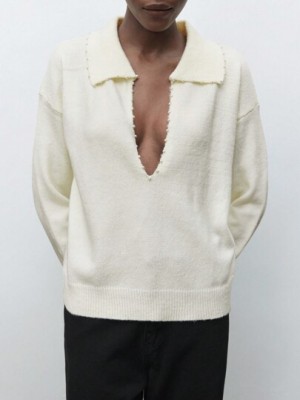 Ecru luźny sweter (L)