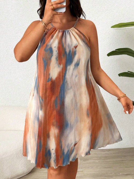 Wzorzysta plisowana sukienka (3XL)