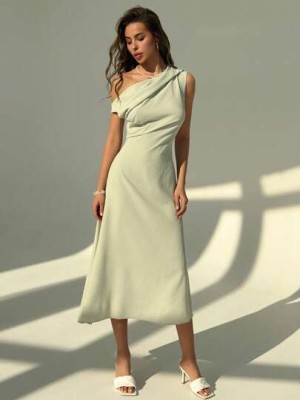 Szałwiowa sukienka midi zamek (XS)